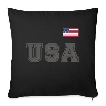 TEAM United States American Flag Banner Over Font - Sofa pillowcase 17,3'' x 17,3'' (45 x 45 cm) - black - Front