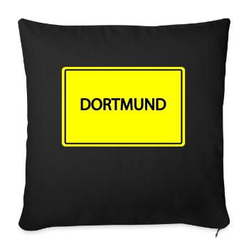 Town sign Dortmund - Sofa pillowcase 17,3'' x 17,3'' (45 x 45 cm) - black - Front