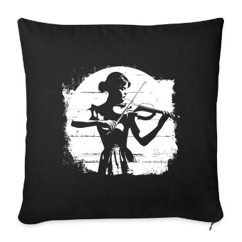 Violons Femme Dessin - Housse de coussin décorative 45 x 45 cm - noir - Devant