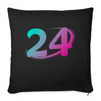 Number 24 multicolor - Sofa pillowcase 17,3'' x 17,3'' (45 x 45 cm) - black - Front