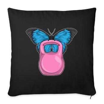 Bodybuilding papillon avec haltères - Housse de coussin décorative 45 x 45 cm - noir - Devant