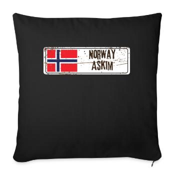 Askim Drapeau de la Norvège - Housse de coussin décorative 45 x 45 cm - noir - Devant