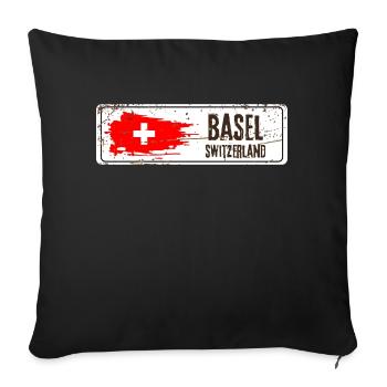 Basel Switzerland Flag - Sofa pillowcase 17,3'' x 17,3'' (45 x 45 cm) - black - Front