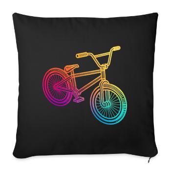 Illustration de vélo géométrique arc-en-ciel - Housse de coussin décorative 45 x 45 cm - noir - Devant