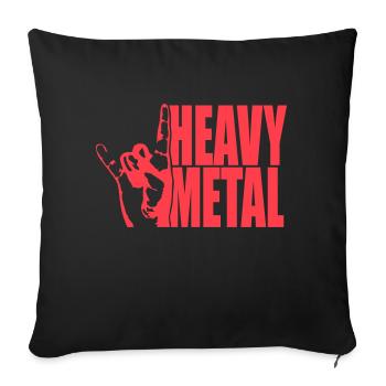 Heavy Metal Rock Musique Cors Geste Main Texte Logo - Housse de coussin décorative 45 x 45 cm - noir - Devant