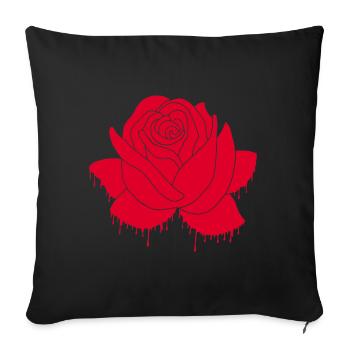 Graffiti einer roten Rose - Sofakissenbezug 45 x 45 cm - Schwarz - Vorne