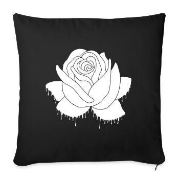 Graffiti d'une rose blanche - Housse de coussin décorative 45 x 45 cm - noir - Devant