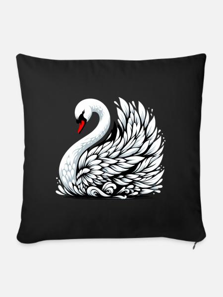 Schwan - Sofakissenbezug 45 x 45 cm - Schwarz