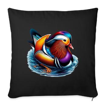 Mandarin duck - Sofa pillowcase 17,3'' x 17,3'' (45 x 45 cm) - black - Front