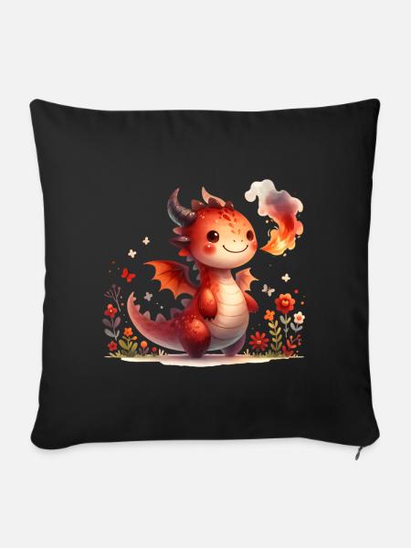 Drache - Sofakissenbezug 45 x 45 cm - Schwarz