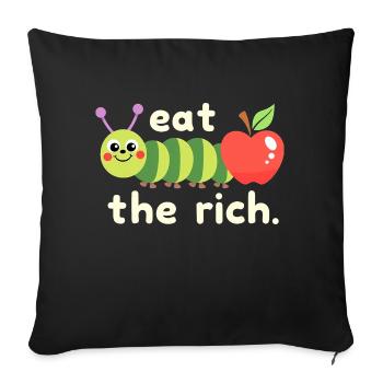 Ver affamé - Chenille Kawaii - Housse de coussin décorative 45 x 45 cm - noir - Devant