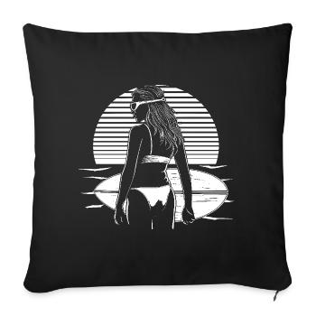 Surfeuse - Housse de coussin décorative 45 x 45 cm - noir - Devant