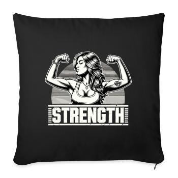 Force femme forte tension muscles cadeau - Housse de coussin décorative 45 x 45 cm - noir - Devant