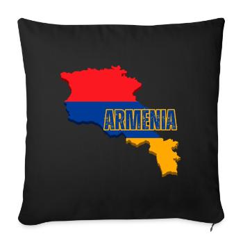 Drapeau de l’Arménie, Carte du drapeau de l’Arménie, Drapeau de l’Arménie - Housse de coussin décorative 45 x 45 cm - noir - Devant