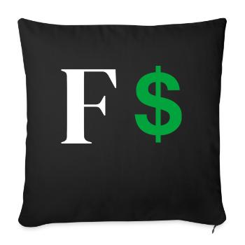 Lettre f dollar - Housse de coussin décorative 45 x 45 cm - noir - Devant