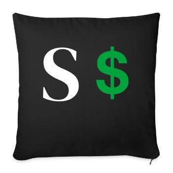 Lettre s dollar - Housse de coussin décorative 45 x 45 cm - noir - Devant