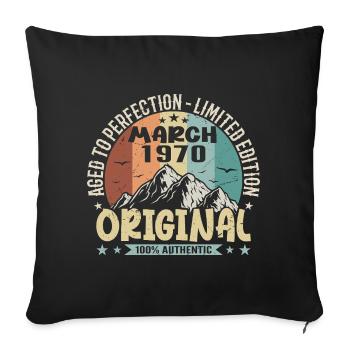 55th Anniversary March 1970, March 1970 - Sofa pillowcase 17,3'' x 17,3'' (45 x 45 cm) - black - Front