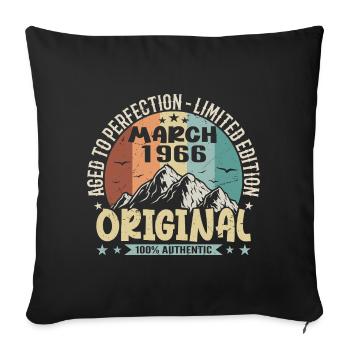 59th birthday anniversary march 1966, march 1966 - Sofa pillowcase 17,3'' x 17,3'' (45 x 45 cm) - black - Front