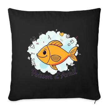 Poisson d'Avril - Orange Cartoon Fish - Sofa pillowcase 17,3'' x 17,3'' (45 x 45 cm) - black - Front