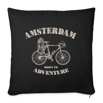 Amsterdam Adventure Bike Tee - Sofa pillowcase 17,3'' x 17,3'' (45 x 45 cm) - black - Front