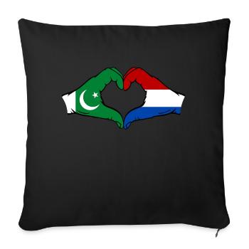 Pakistan Holland Flagge Haende Herzform - Sofakissenbezug 45 x 45 cm - Schwarz - Vorne