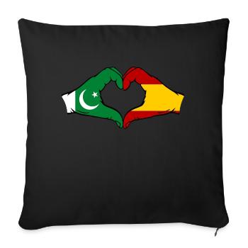 Pakistan Spanien Flagge Haende Herzform - Sofakissenbezug 45 x 45 cm - Schwarz - Vorne