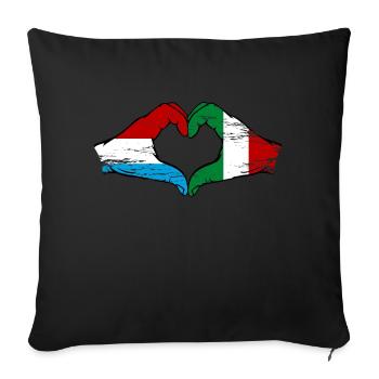 Luxembourg Italy Flag Hands Heart Shape Used - Sofa pillowcase 17,3'' x 17,3'' (45 x 45 cm) - black - Front