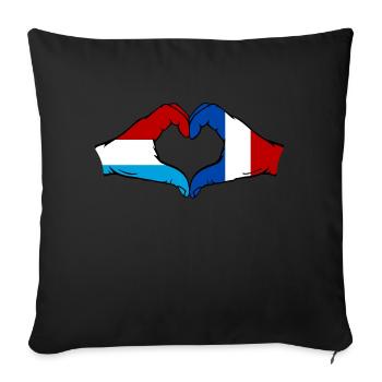 Luxemburg Frankreich Flagge Haende Herzform - Sofakissenbezug 45 x 45 cm - Schwarz - Vorne
