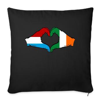Luxembourg Irlande Drapeau Coeur Mains - Housse de coussin décorative 45 x 45 cm - noir - Devant
