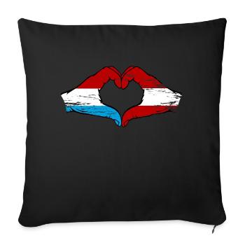 Luxembourg Austria Flag Hands Heart Shape Used - Sofa pillowcase 17,3'' x 17,3'' (45 x 45 cm) - black - Front