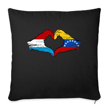 Luxembourg Venezuela flag hands heart shape used - Sofa pillowcase 17,3'' x 17,3'' (45 x 45 cm) - black - Front