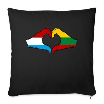 Luxemburg Litauen Flagge Haende Herzform - Sofakissenbezug 45 x 45 cm - Schwarz - Vorne