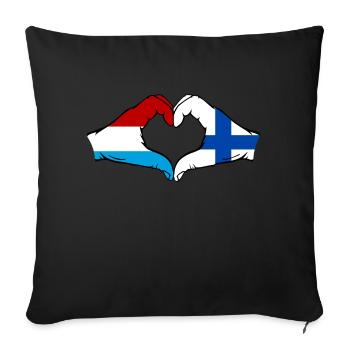 Luxembourg Finlande Drapeau Mains Coeur Forme - Housse de coussin décorative 45 x 45 cm - noir - Devant