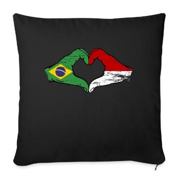 Brazil Monaco Flag Hand Shape Heart Shape Used - Sofa pillowcase 17,3'' x 17,3'' (45 x 45 cm) - black - Front