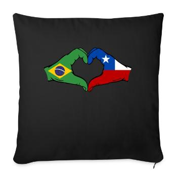 Brésil Chili Drapeau Mains Coeur Forme - Housse de coussin décorative 45 x 45 cm - noir - Devant