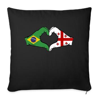Brésil Géorgie Drapeau Mains Coeur Forme - Housse de coussin décorative 45 x 45 cm - noir - Devant