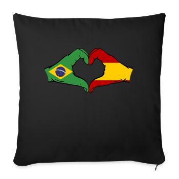 Brazil Spain Hands Heart Shape - Sofa pillowcase 17,3'' x 17,3'' (45 x 45 cm) - black - Front