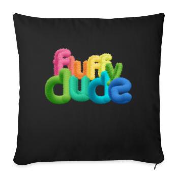 Fluffy Dude – Colorful 3D Typography with Plush C - Sofa pillowcase 17,3'' x 17,3'' (45 x 45 cm) - black - Front