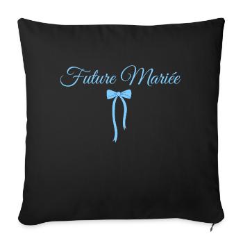 Future mariée noeud bleu - Housse de coussin décorative 45 x 45 cm - noir - Devant