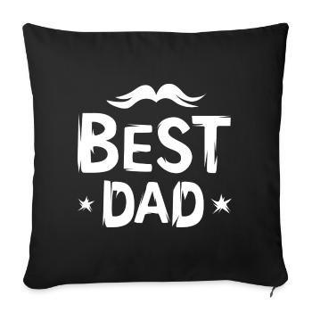 Meilleur papa avec barbe - Dessin animé pour les pères et les papas - Housse de coussin décorative 45 x 45 cm - noir - Devant