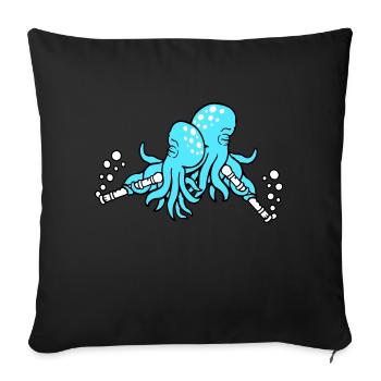2 Octopus Flute Music Play Bubbles Band Team - Sofa pillowcase 17,3'' x 17,3'' (45 x 45 cm) - black - Front