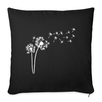 Pissenlit blanc au gré du vent - Housse de coussin décorative 45 x 45 cm - noir - Devant