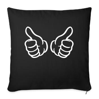 Pouce levé main - Housse de coussin décorative 45 x 45 cm - noir - Devant