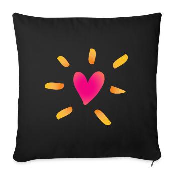 Cœur Course Mariage Amour Bande dessinée Se marier Couple - Housse de coussin décorative 45 x 45 cm - noir - Devant
