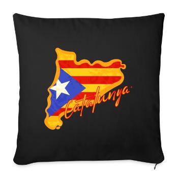 I love Catalonia, map of Catalonia - Sofa pillowcase 17,3'' x 17,3'' (45 x 45 cm) - black - Front