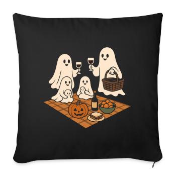 Fantômes au pique-d’Halloween - Housse de coussin décorative 45 x 45 cm - noir - Devant