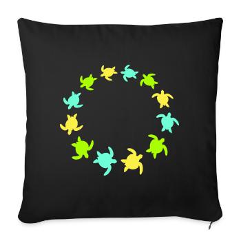 Many Turtles Circle Ring Colorful Round Silhouette - Sofa pillowcase 17,3'' x 17,3'' (45 x 45 cm) - black - Front