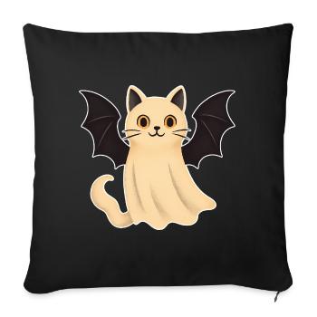 Cuddly cat with bat wings - Sofa pillowcase 17,3'' x 17,3'' (45 x 45 cm) - black - Front
