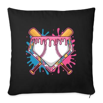 Baseball Homeplate with Pink Frosting and Bat - Sofa pillowcase 17,3'' x 17,3'' (45 x 45 cm) - black - Front