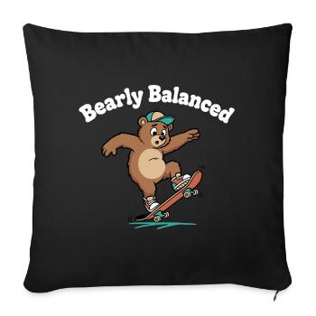 Ours sur planche à roulettes - Housse de coussin décorative 45 x 45 cm - noir - Devant